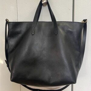 Madewell Zip Top Black Leather Transport Bag